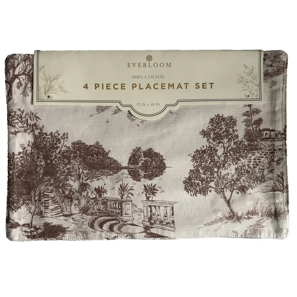 Everloom Placemats Toile Equestrian Horse Scenes Cotton 13x19